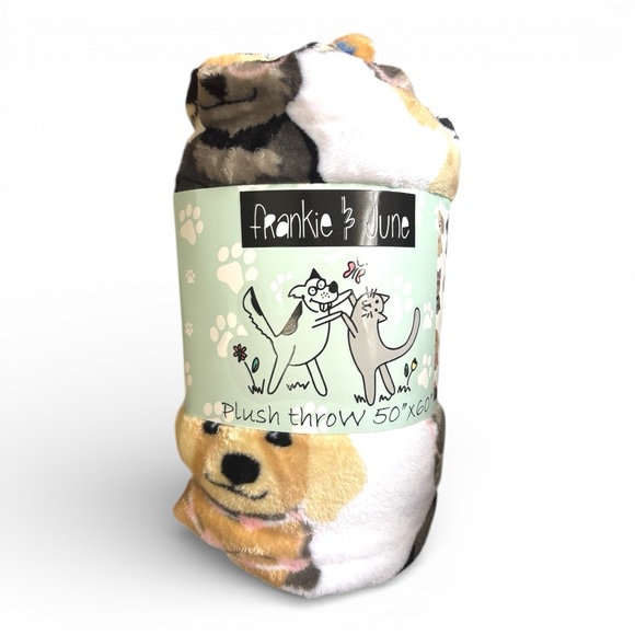 Dog Plush Throw Blanket - Brown and White - Picture 4 of 6